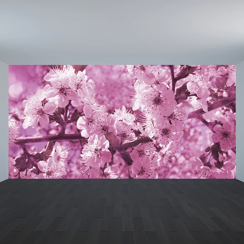 Ganzer Kirschbaum-Wandaufkleber, rosa Vliesstoff-Wandkunst für Hausdekoration, individuell Clearhalo