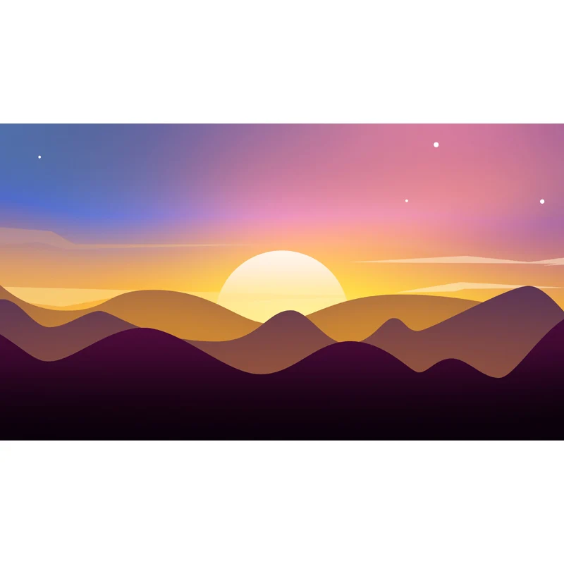 Gelber Sonnenaufgang über den Bergen, Wandgemälde „Dawn Scenery“, moderne wasserfeste Wandkunst für Zuhause Clearhalo