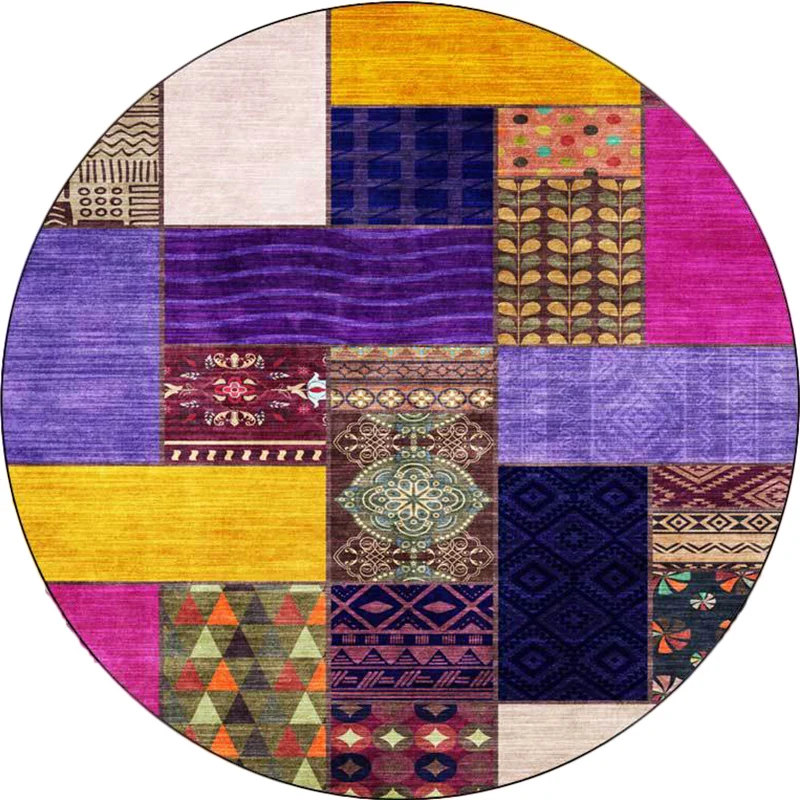Gelber Southwestern-Teppich, Polyester, Tribal-Karomuster, waschbarer, rutschfester Teppich für das Wohnzimmer Clearhalo