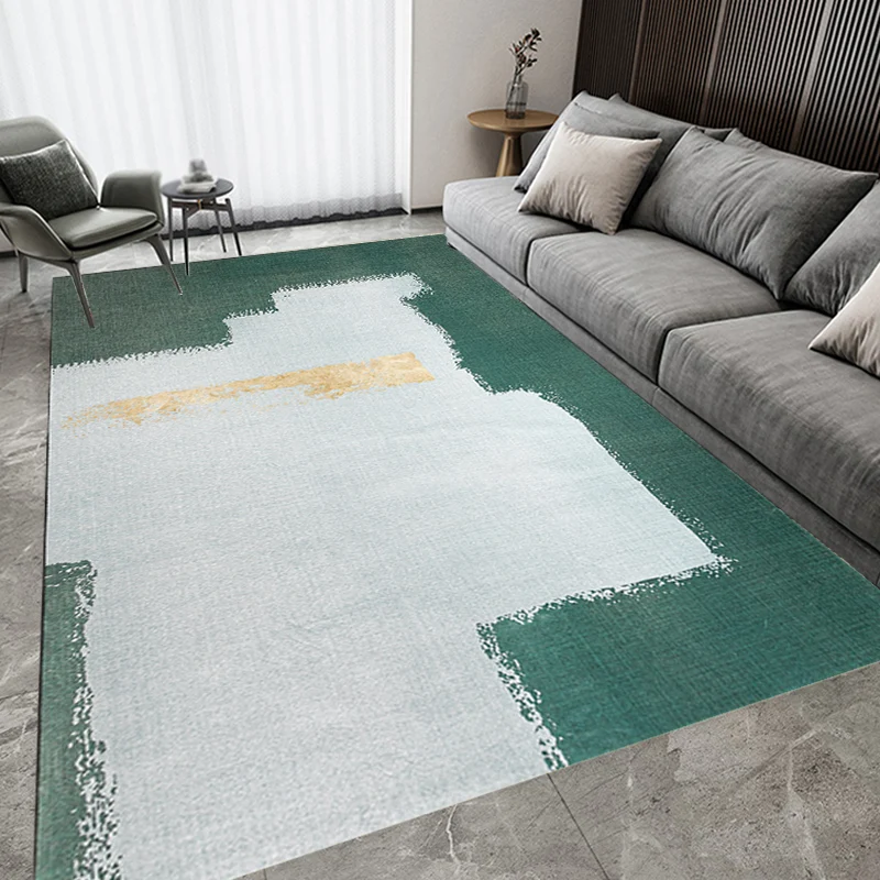 Gelber und grüner abstrakter Teppich, moderner Chenille-Teppich, haustierfreundlich, waschbar, rutschfester Teppich für da...