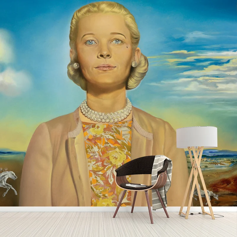 Gelbes surreales Wandbild, großes Porträt von De Madame Winston Frederick Churchill, Gastwandverkleidung für Zuhause Clear...