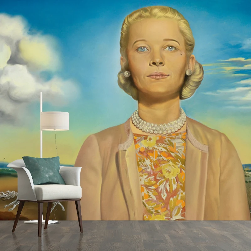 Gelbes surreales Wandbild, großes Porträt von De Madame Winston Frederick Churchill, Gastwandverkleidung für Zuhause Clear...