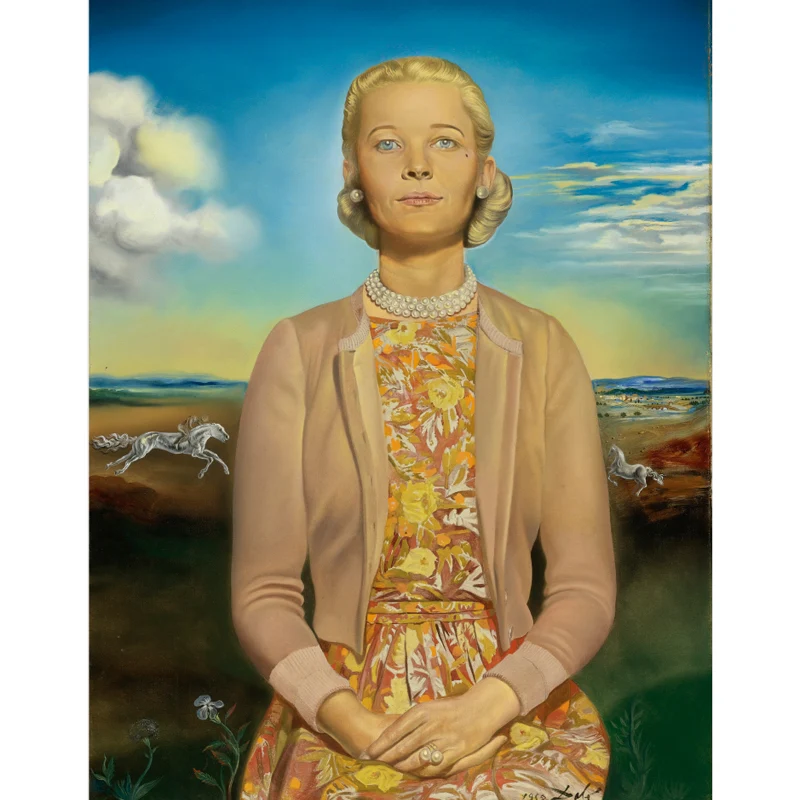 Gelbes surreales Wandbild, großes Porträt von De Madame Winston Frederick Churchill, Gastwandverkleidung für Zuhause Clear...
