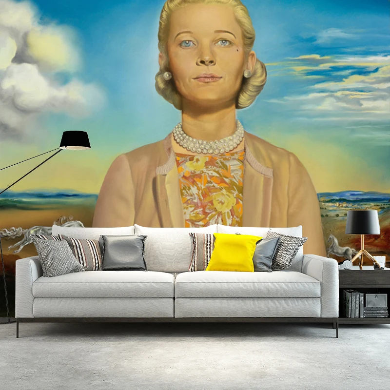 Gelbes surreales Wandbild, großes Porträt von De Madame Winston Frederick Churchill, Gastwandverkleidung für Zuhause Clear...