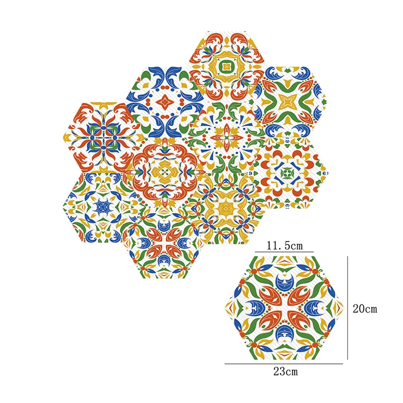 Gelb-grüne Mosaikfliesen-Tapeten, abstraktes Muster, Boho-Wandkunst zum Abziehen und Aufkleben Clearhalo