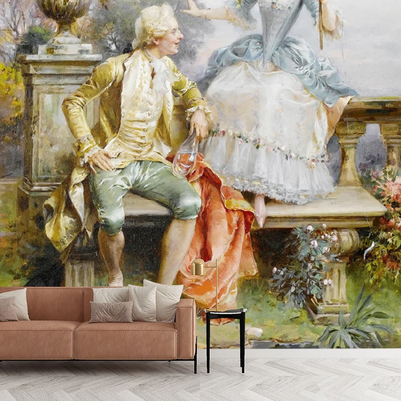 Gentleman und Fairy Lady Wandbild für Gästezimmer, klassische Wandverkleidung Gelb und Weiß, maßgeschneidert Clearhalo