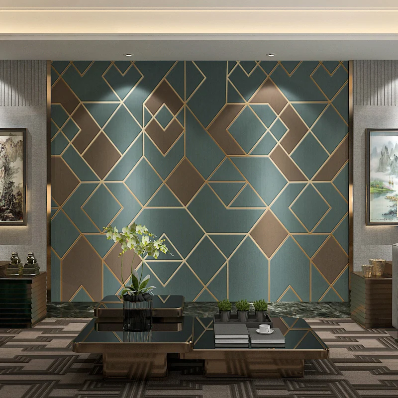 Geometrien-Wandkunst Dunkelgrün, zeitgenössisches Wandbild für Akzentwände Clearhalo