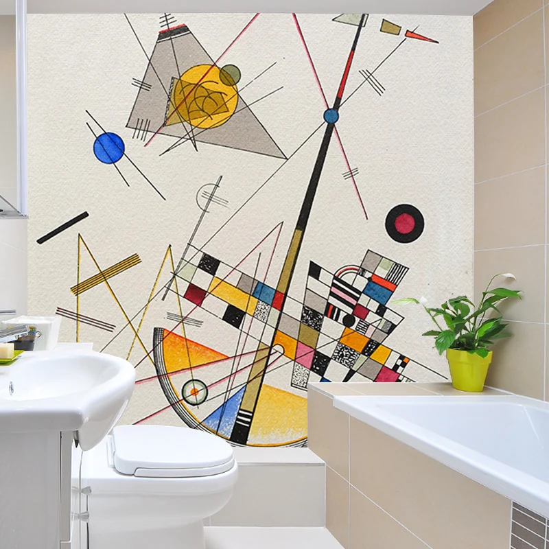 Geometrischer Wandaufkleber der modernen Kunst, mehrfarbiger Wandbelag für Wohnheimzimmer, schmutzabweisend Clearhalo