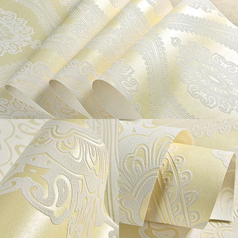 Geprägte, schmutzabweisende Tapete, Retro-Jacquard-Wandverkleidung für Akzentwände, unbeklebt Clearhalo