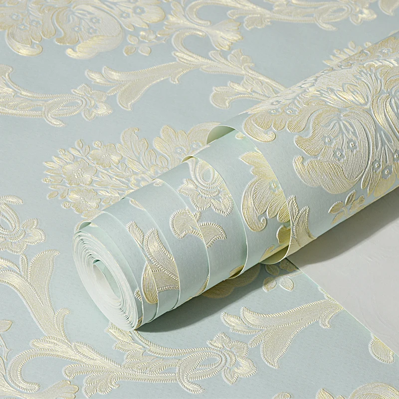 Gestickte pastellfarbene Tapete, luxuriöse Wandkunst mit Jacquardmuster, 31 Fuß L x 20,5 Zoll B Clearhalo