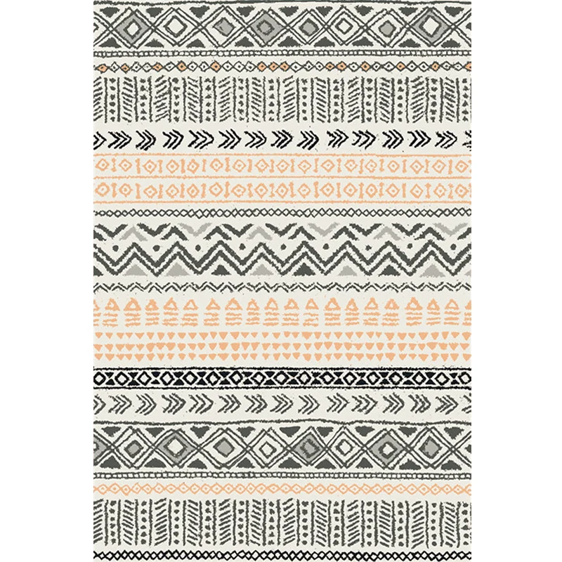 Gestreifter geometrischer Indien-Tribal-Teppich, synthetischer Schwarz-Gelb-Teppich für das Wohnzimmer, rutschfeste Rückse...