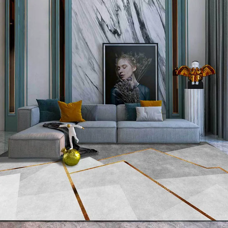 Grauer Bergteppich im minimalistischen Stil für Wohnzimmer, maschinenwaschbarer dekorativer Teppich Clearhalo