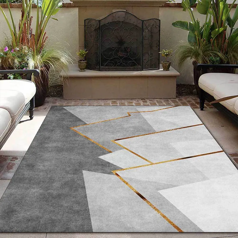 Grauer Bergteppich im minimalistischen Stil für Wohnzimmer, maschinenwaschbarer dekorativer Teppich Clearhalo