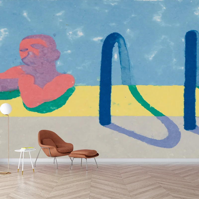 Gregory Pool Wandtattoo Rot-Gelb-Blau Pop Art Wandverkleidung für Schlafzimmer Clearhalo