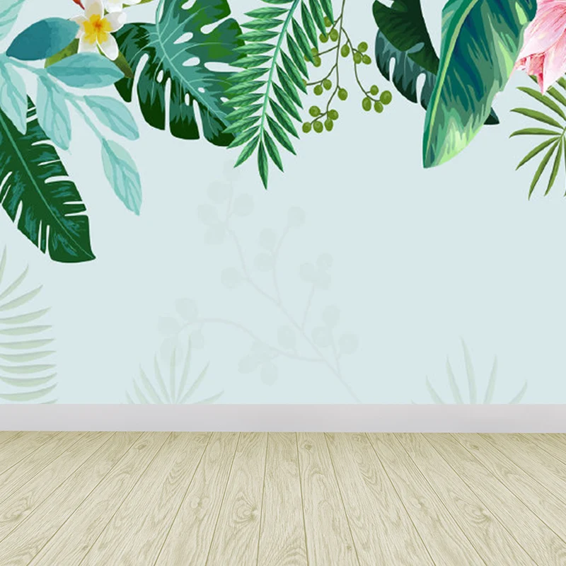 Grüne botanische Blätter-Wandtapete für Wohnzimmer-Pflanzen-Wandkunst, individuell Clearhalo