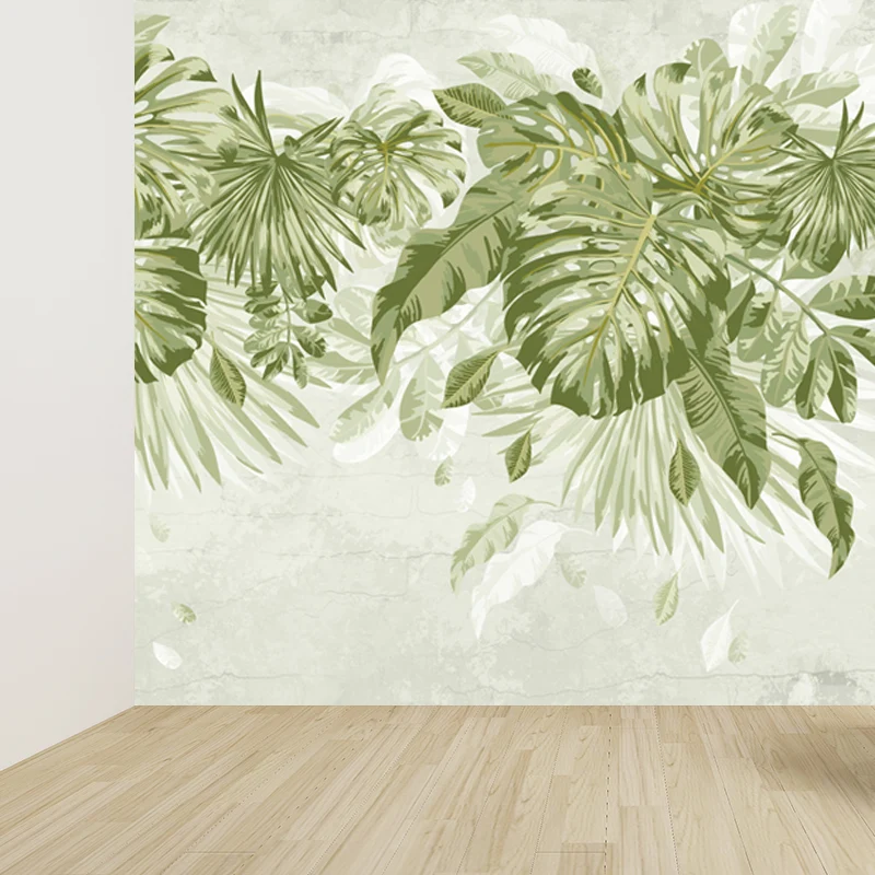 Grüne botanische Blätter-Wandtapete für Wohnzimmer-Pflanzen-Wandkunst, individuell Clearhalo