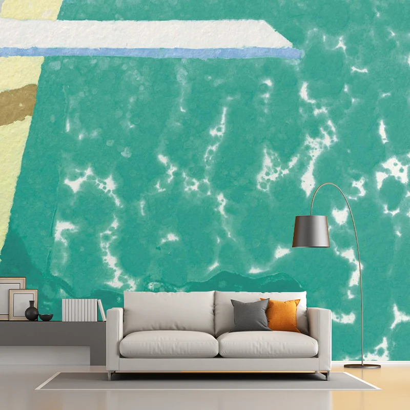 Grünes Pool-Sprungbrett-Wandbild, wasserfest, Art-Deco-Wohnzimmer-Wandverkleidung, individuell bedruckt Clearhalo