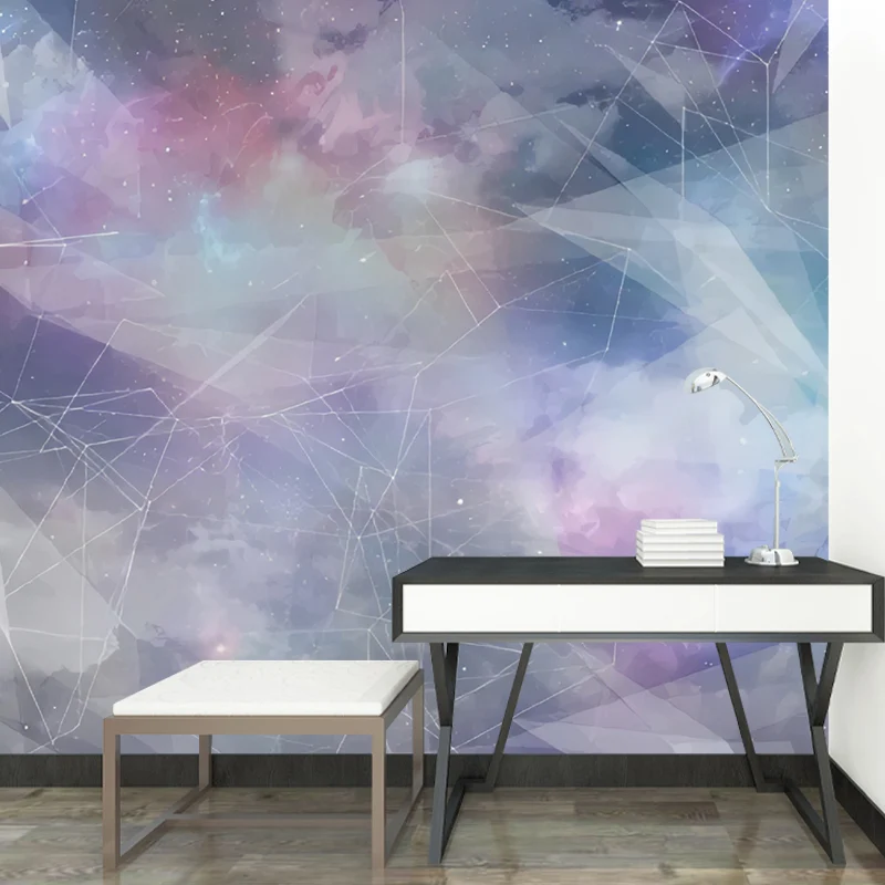 Große Deep Space-Wandtapete für die Deckendekoration, Wandkunst mit 3D-Effekt Rosa und Lila, schmutzabweisend Clearhalo