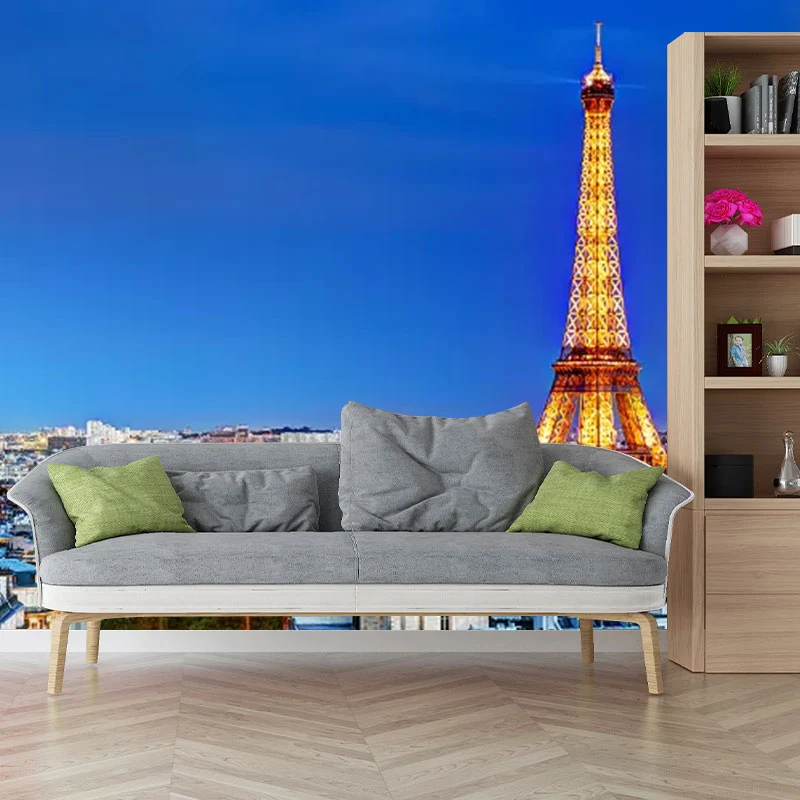 Große Fotografie-Tapete „Eiffelturm“ für Besprechungszimmer Blau, nach Maß gefertigt Clearhalo