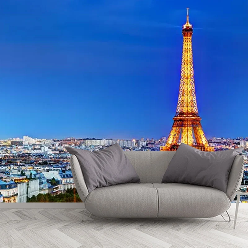 Große Fotografie-Tapete „Eiffelturm“ für Besprechungszimmer Blau, nach Maß gefertigt Clearhalo