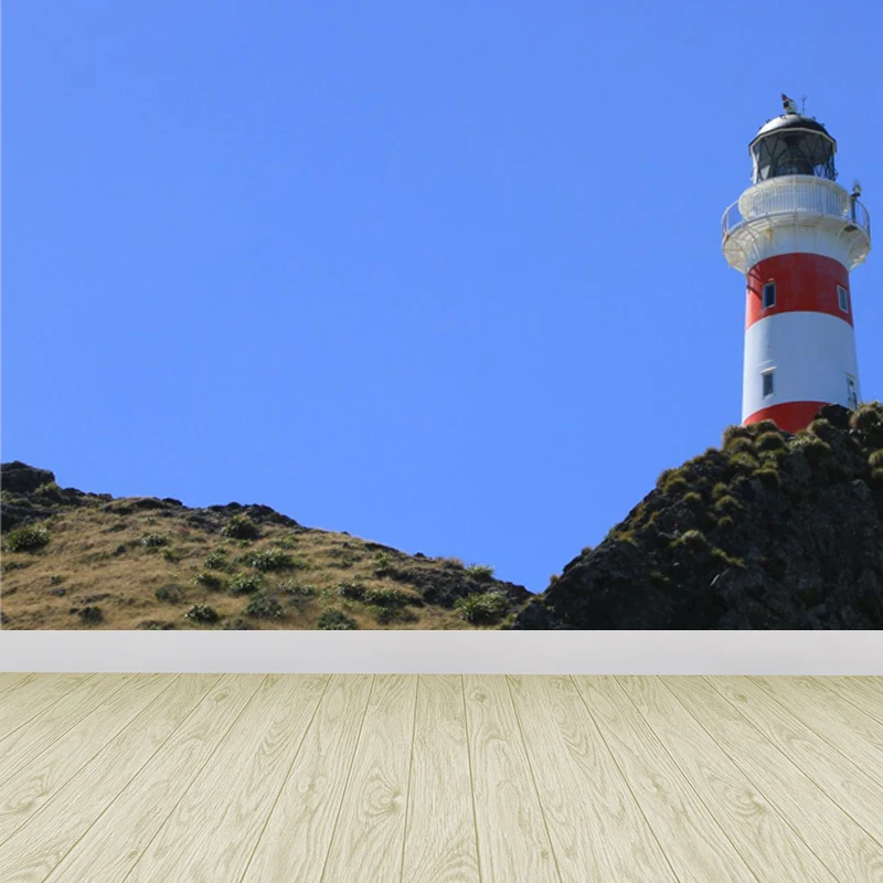 Große Wandverkleidung mit Leuchtturm und Himmel, Küsten- und Meereslandschaft, Wandverkleidung Blau Clearhalo
