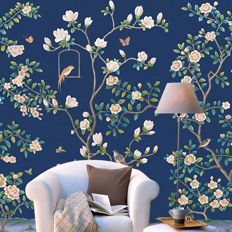 Großer Illustrationswandaufkleber für die Inneneinrichtung mit Gartenblüten-Design natürlichen Farben Clearhalo