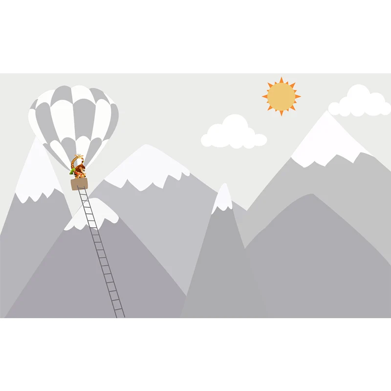 Heißluftballon-Reise-Wandbilder, Cartoon-Motiv, feuchtigkeitsbeständig, Kinderzimmer-Wandkunst, individuelle Größe Clearhalo