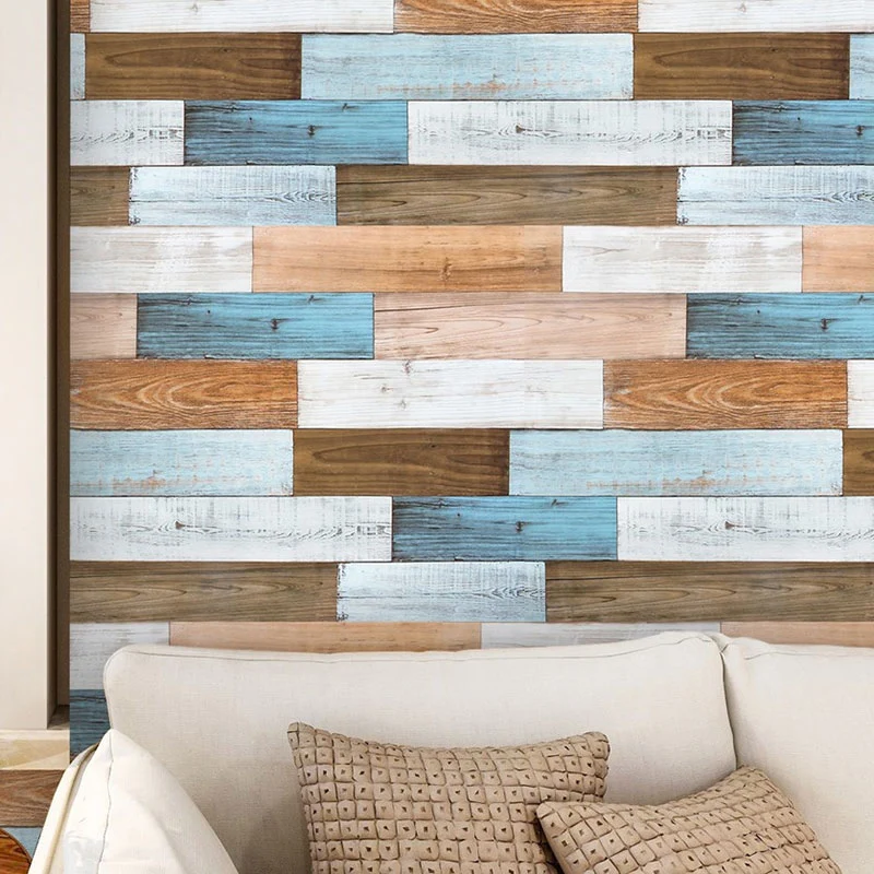 Holzstreifen-Tapete für Café und Kleiderladen, selbstklebende, moderne, minimalistische Wanddekoration Clearhalo