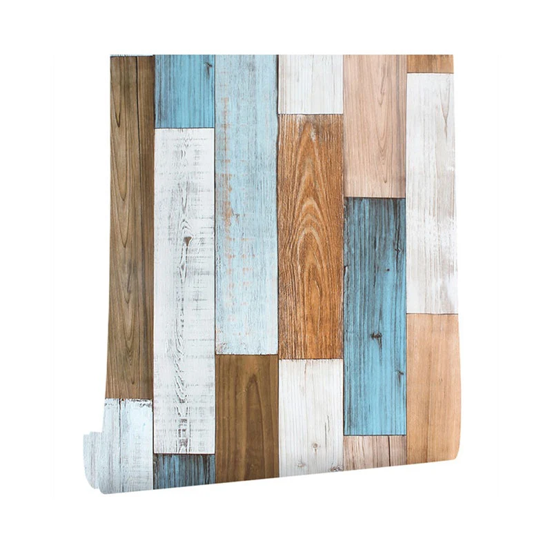 Holzstreifen-Tapete für Café und Kleiderladen, selbstklebende, moderne, minimalistische Wanddekoration Clearhalo