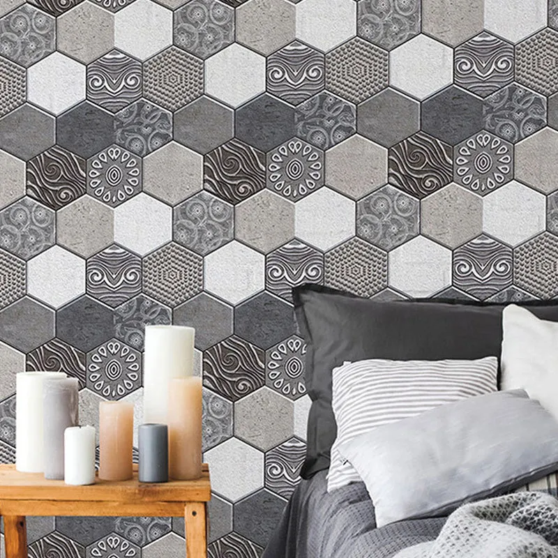 Honeycomb Pick-Up Sticks Tapetenpaneel Grau-Weiß Moderne Wanddekoration für Schlafzimmer Clearhalo