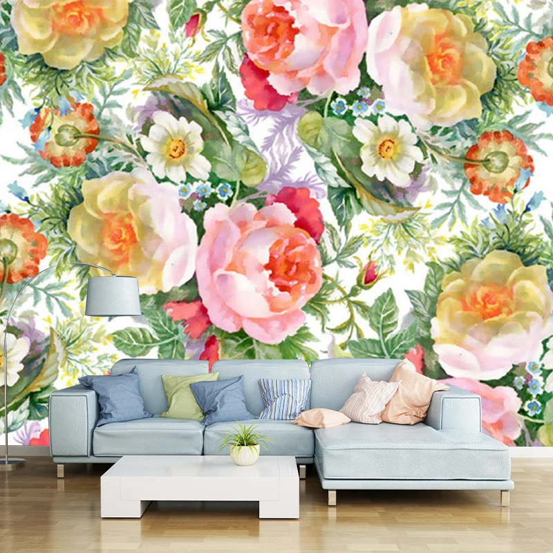 Illustration Blühende Blumen Wandverkleidung Extra großer Wandaufkleber für Mädchen, maßgeschneidert Clearhalo
