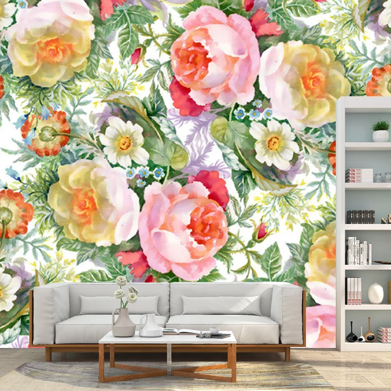 Illustration Blühende Blumen Wandverkleidung Extra großer Wandaufkleber für Mädchen, maßgeschneidert Clearhalo