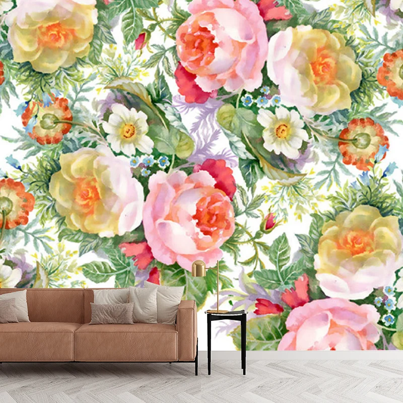 Illustration Blühende Blumen Wandverkleidung Extra großer Wandaufkleber für Mädchen, maßgeschneidert Clearhalo
