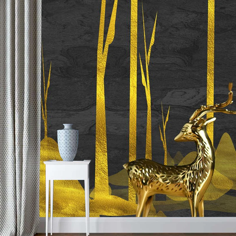 Illustration Elch Hirsch Wandbild Tapete voller Größe Wanddekoration für Gästezimmer, nach Maß gefertigt Clearhalo