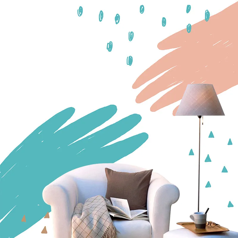 Illustration Hände Wandtattoo für Kinderzimmer, Rosa-Blau, individuelle Größe erhältlich Clearhalo