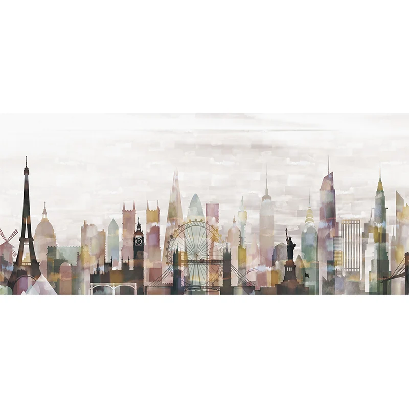 Illustration Paris City Wandgemälde Originalgröße, Wandverkleidung für Büroräume, nach Maß gefertigt Clearhalo