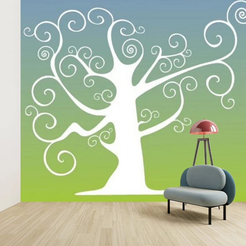 Illustrations-Baum-Wandbild-Aufkleber für Kinderzimmer, Blau und Grün, personalisierte Größe Clearhalo