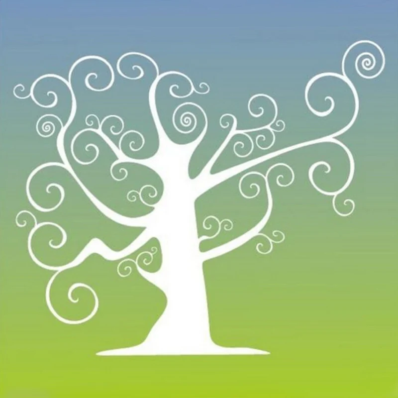 Illustrations-Baum-Wandbild-Aufkleber für Kinderzimmer, Blau und Grün, personalisierte Größe Clearhalo