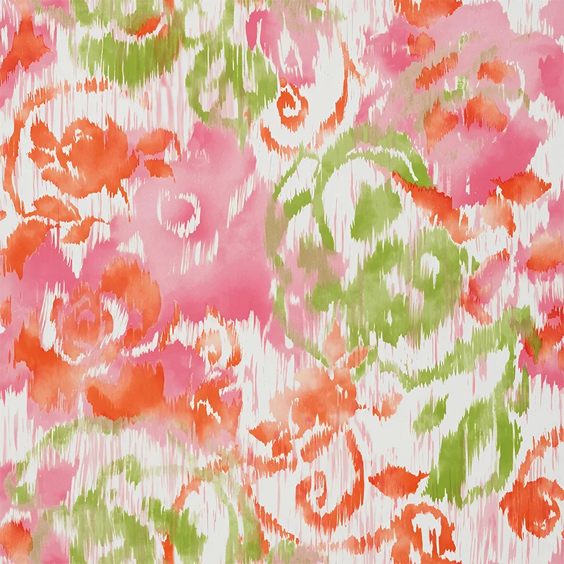 Individuelle Illustration, Original-Wandtapete für Akzentwand mit Aquarell-Blüten-Design Rosa Clearhalo
