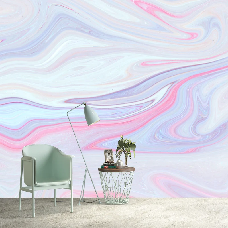 Individuelles Illustrations-Kunstwandbild mit Aquarell-Wellenmuster Rosa für Mädchenzimmer Clearhalo