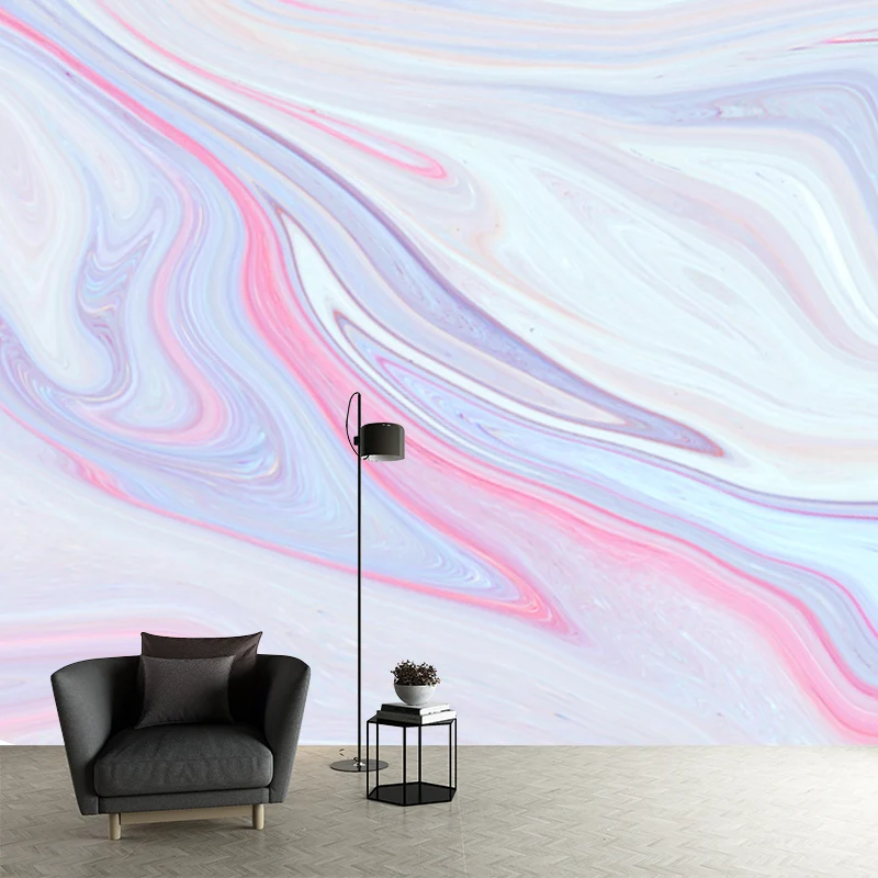 Individuelles Illustrations-Kunstwandbild mit Aquarell-Wellenmuster Rosa für Mädchenzimmer Clearhalo