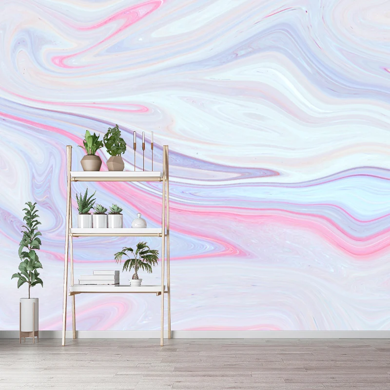 Individuelles Illustrations-Kunstwandbild mit Aquarell-Wellenmuster Rosa für Mädchenzimmer Clearhalo