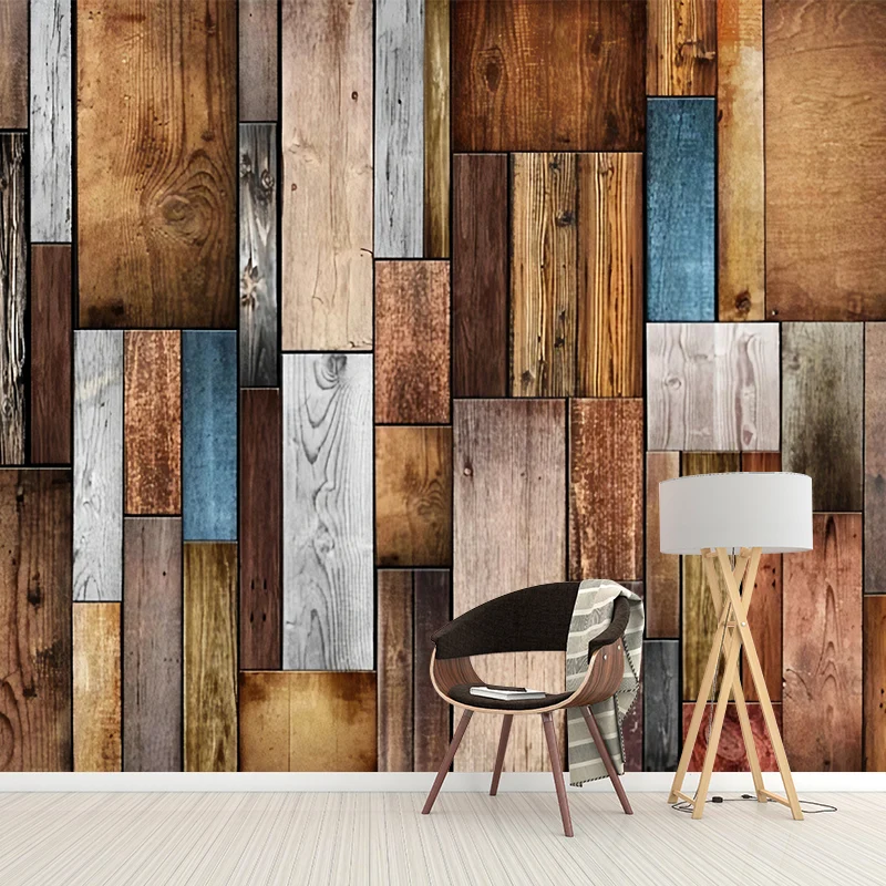 Individuelles Retro-Wandbild im Fotografie-Stil für das Wohnzimmer mit abgenutztem Holz Pastellbraun Clearhalo
