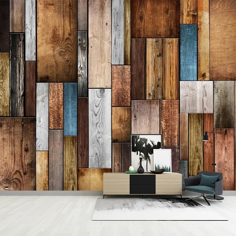 Individuelles Retro-Wandbild im Fotografie-Stil für das Wohnzimmer mit abgenutztem Holz Pastellbraun Clearhalo