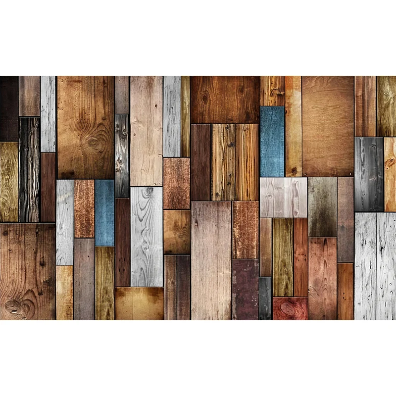 Individuelles Retro-Wandbild im Fotografie-Stil für das Wohnzimmer mit abgenutztem Holz Pastellbraun Clearhalo