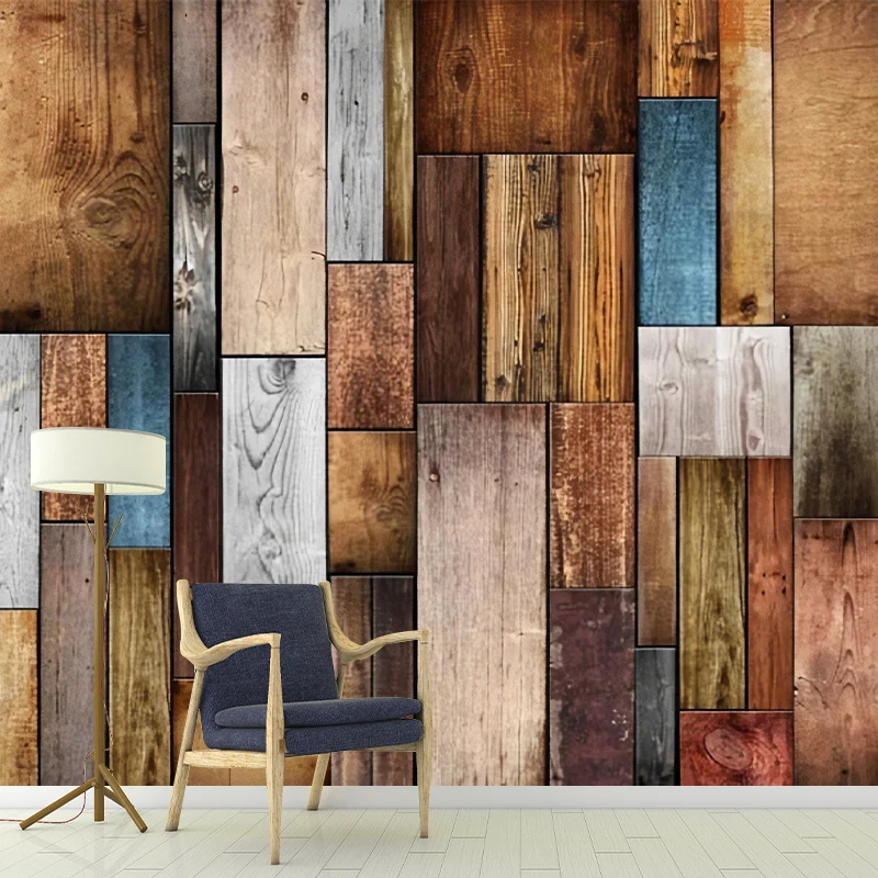Individuelles Retro-Wandbild im Fotografie-Stil für das Wohnzimmer mit abgenutztem Holz Pastellbraun Clearhalo