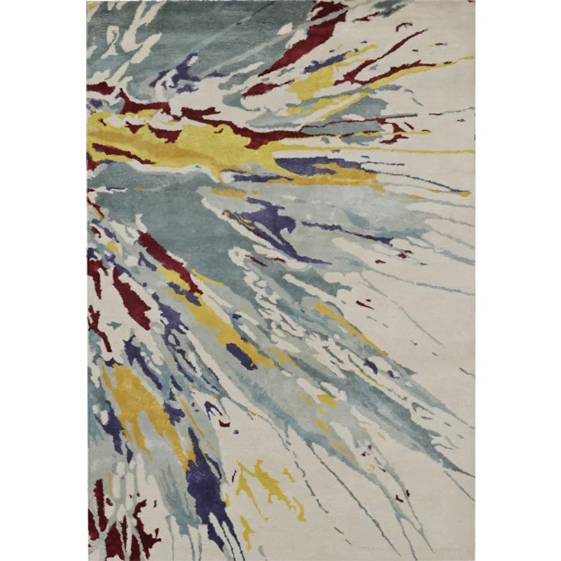 Kamelfarbener, mehrfarbiger moderner Teppich aus Polyester mit Aquarellmuster, waschbarer, rutschfester Teppich für das Wo...