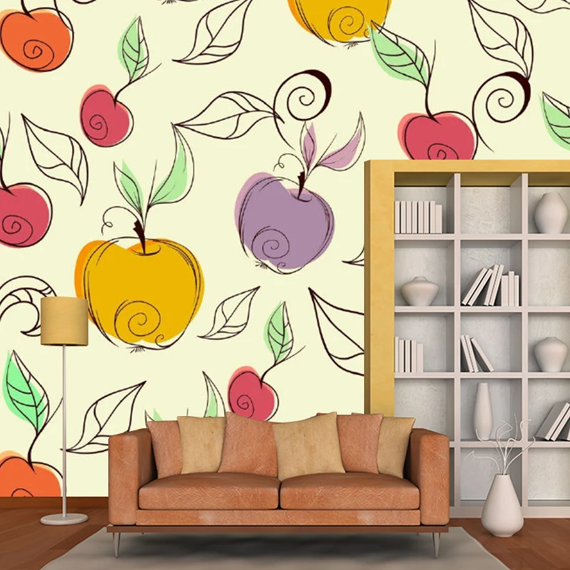 Kinder-Kunst-Apfel-Wandbild, lila-gelbe Frucht-Wandverkleidung für den Kindergarten Clearhalo