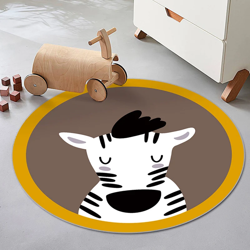Kinderteppich mit Tiermuster, mehrfarbiger Polyesterteppich, rutschfeste Unterseite, waschbarer, haustierfreundlicher Tepp...
