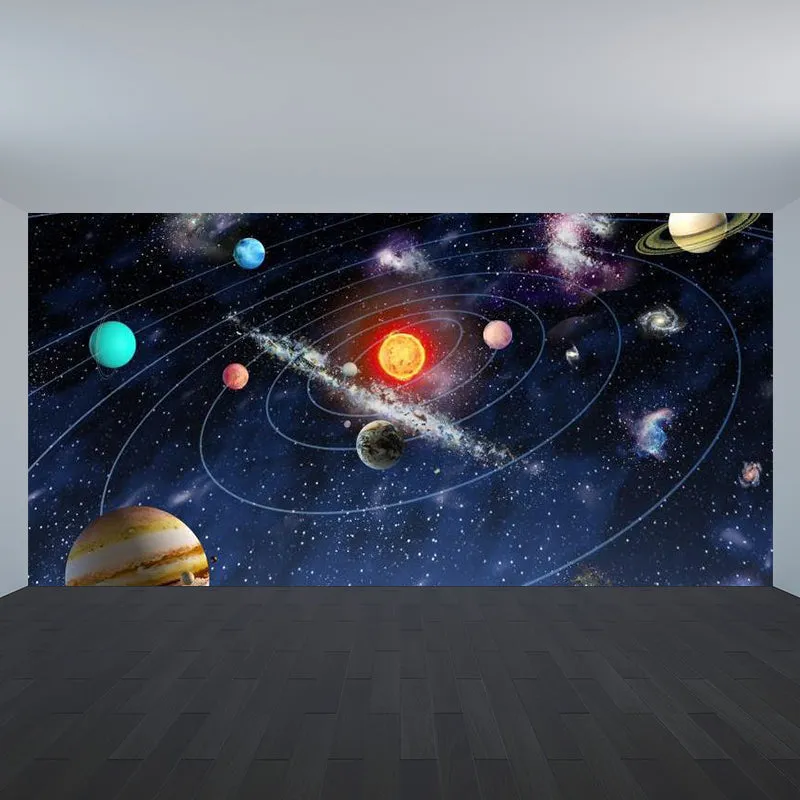 Kinder-Wandbild „Sonnensystem“ aus Vliesstoff, wasserfest, dunkelblau, Wandverkleidung für den Raum Clearhalo